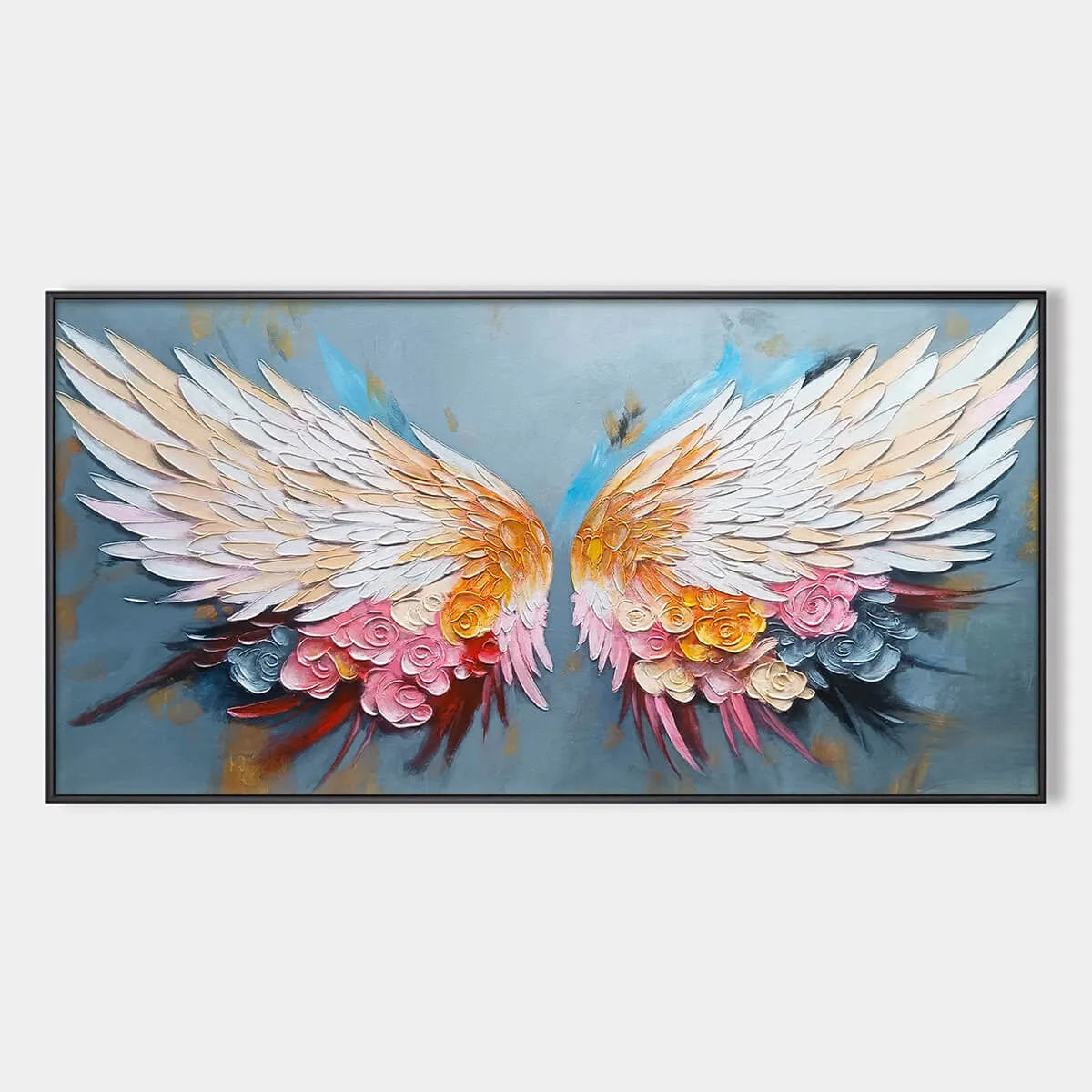 Floral Flight: Textured Floral Wings Oil Painting Canvas Wall Art Decor