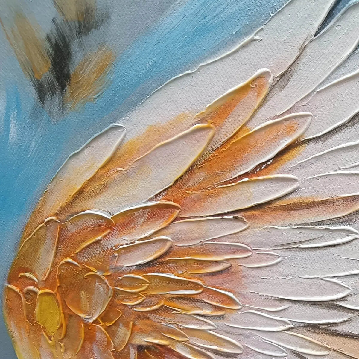 FLORAL FLIGHT: Textured Floral Wings Oil Painting on Canvas