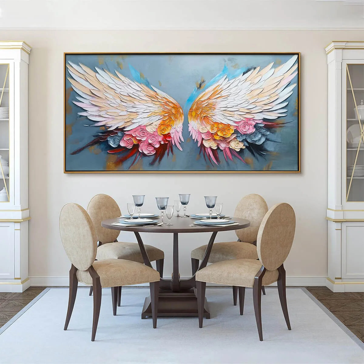 FLORAL FLIGHT: Textured Floral Wings Oil Painting on Canvas