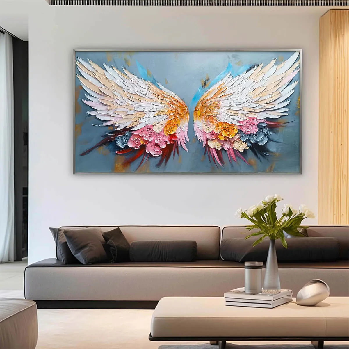 Floral Flight: Textured Floral Wings Oil Painting Canvas Wall Art Decor