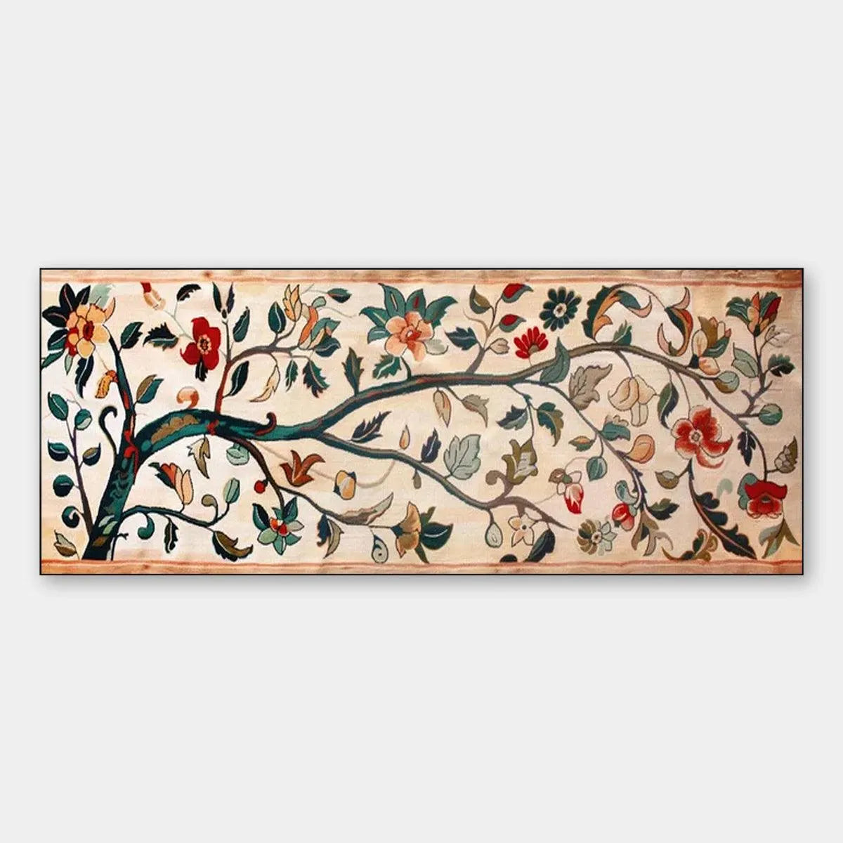 Floral Tapestry Painting, Panoramic Wall Art