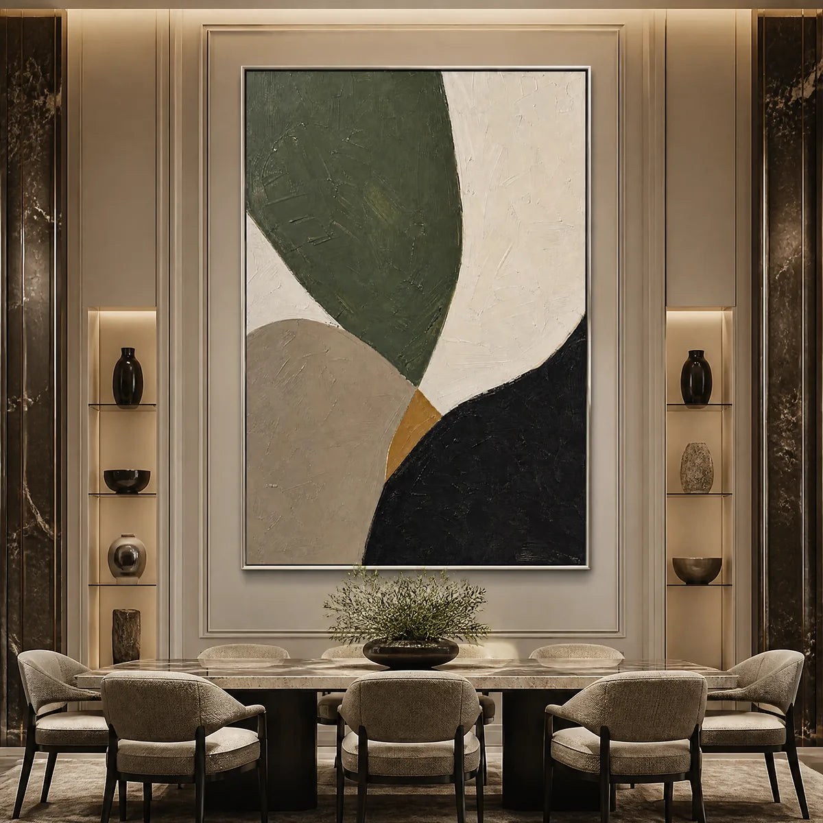 FOREST MUSE: Green Black Organic Abstract