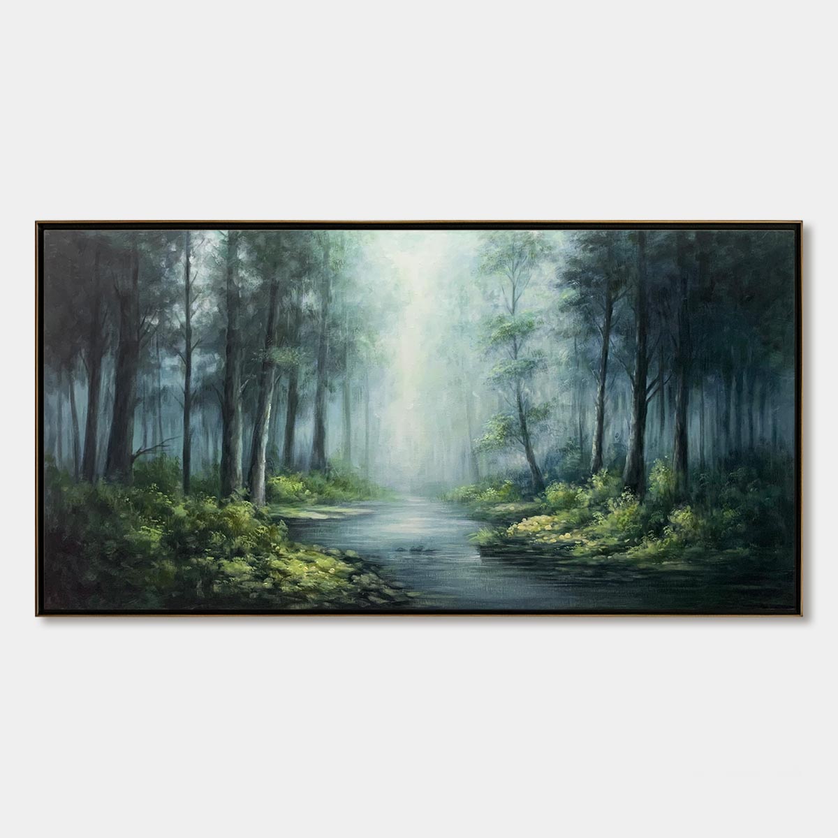 Ready to Ship ｜FOREST WHISPERS: Panoramic Misty Forest Oil Painting