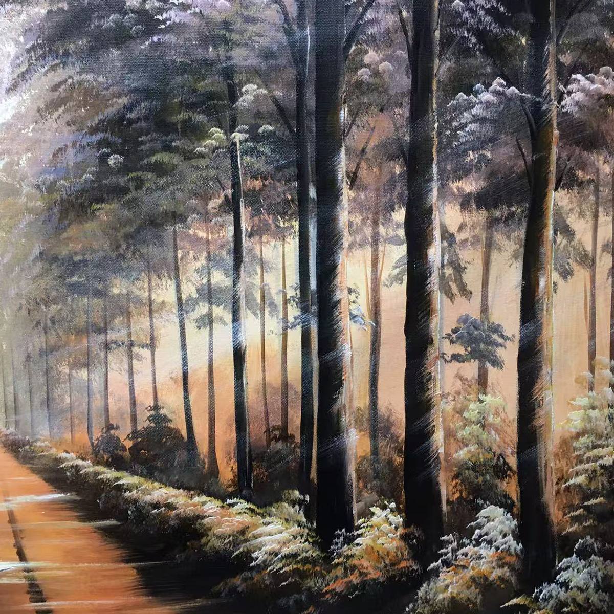 Forest Path: Original Panoramic Forest Oil Painting - Serene
