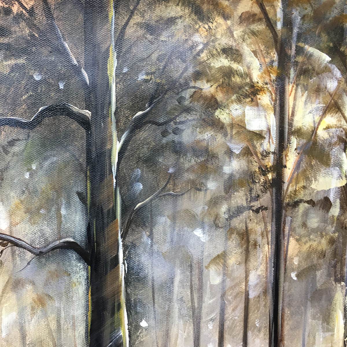 Forest Path: Original Panoramic Misty Forest Oil Painting