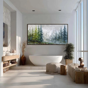 FOREST'S BREATH: Textured Horizontal Forest Landscape Painting