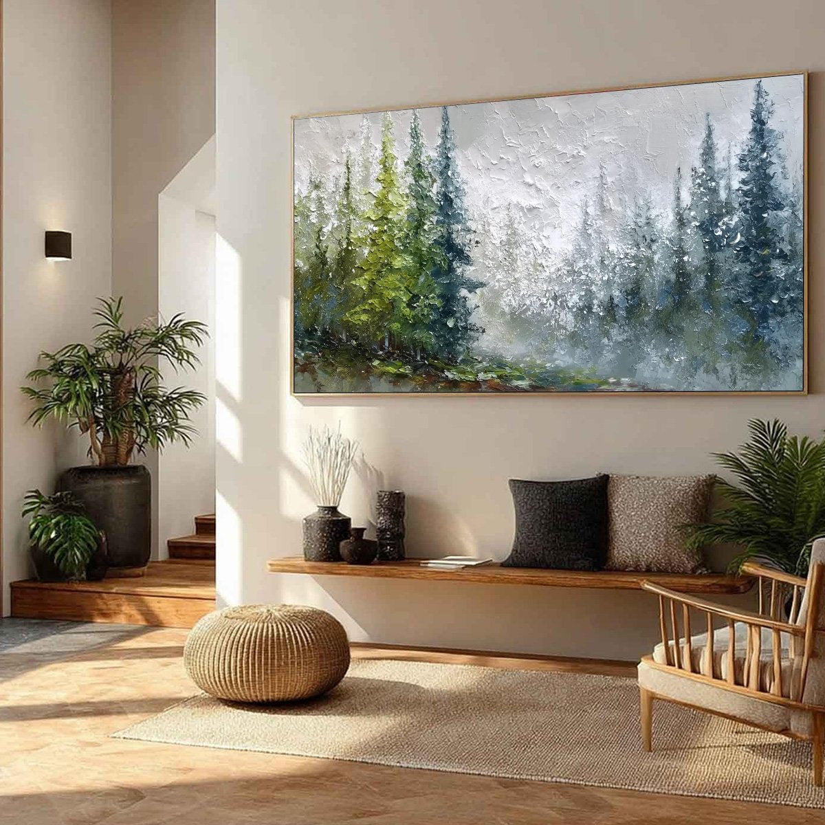 FOREST'S BREATH: Textured Horizontal Forest Landscape Painting