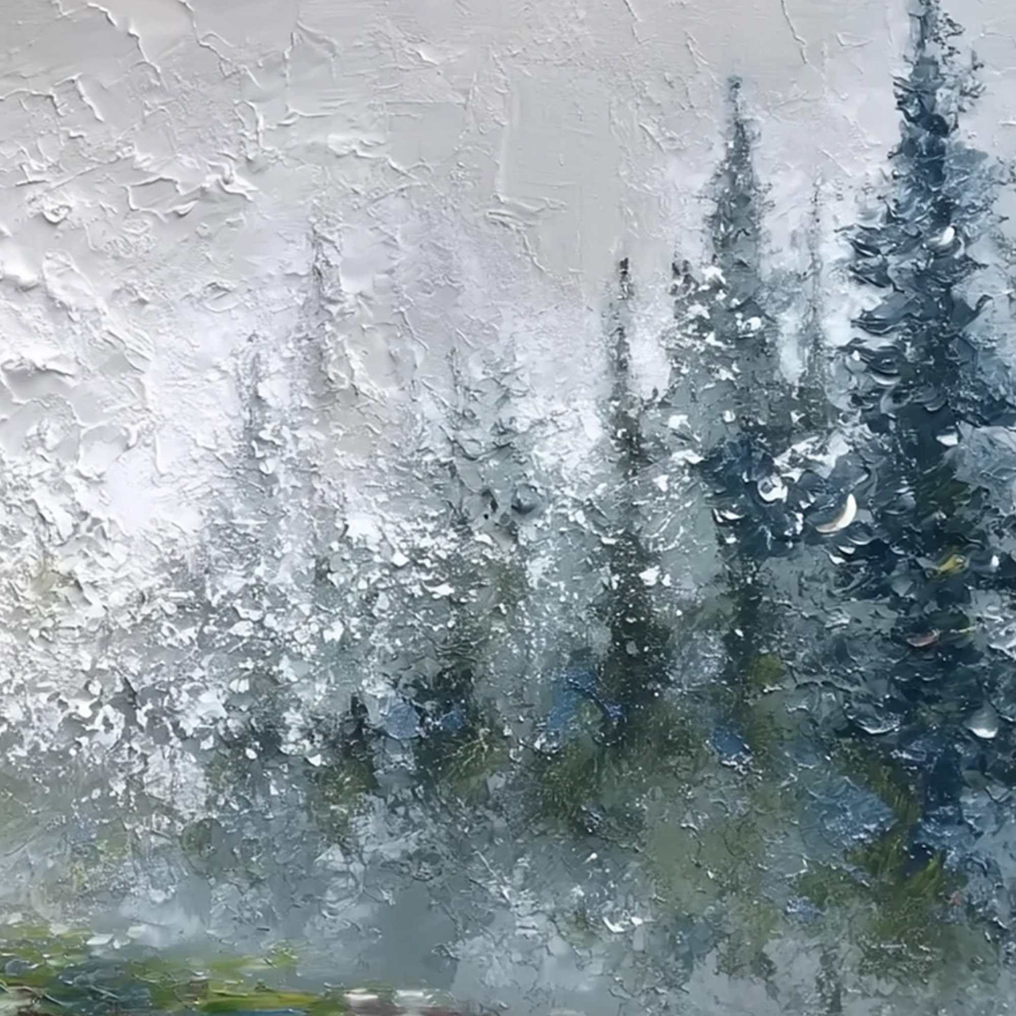 FOREST'S BREATH: Textured Horizontal Forest Landscape Painting