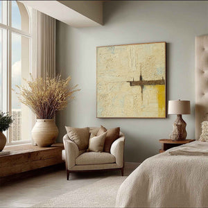 Original FOUNDATION modern wall art, Wabi-Sabi textured abstract oil painting.