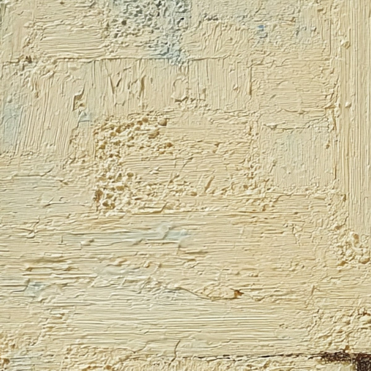 FOUNDATION: Textured Wabi-Sabi abstract oil painting detail, beige.