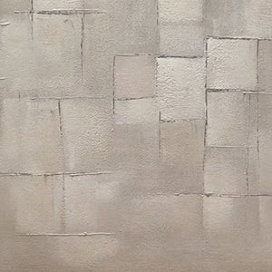 FOUNDATIONS: Textured impasto geometric abstract original painting, beige grey