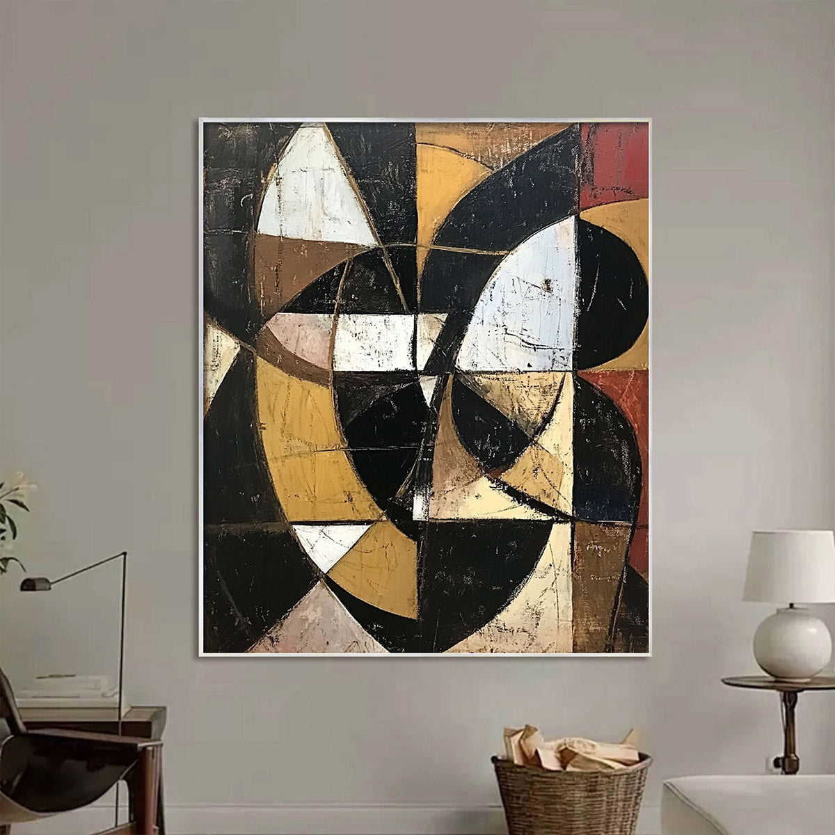 FRACTURED RHYTHM: Textured Geometric Abstract Oil Painting
