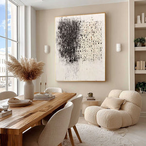 FRAGMENT: Textured Minimalist Black and White Architectural Painting