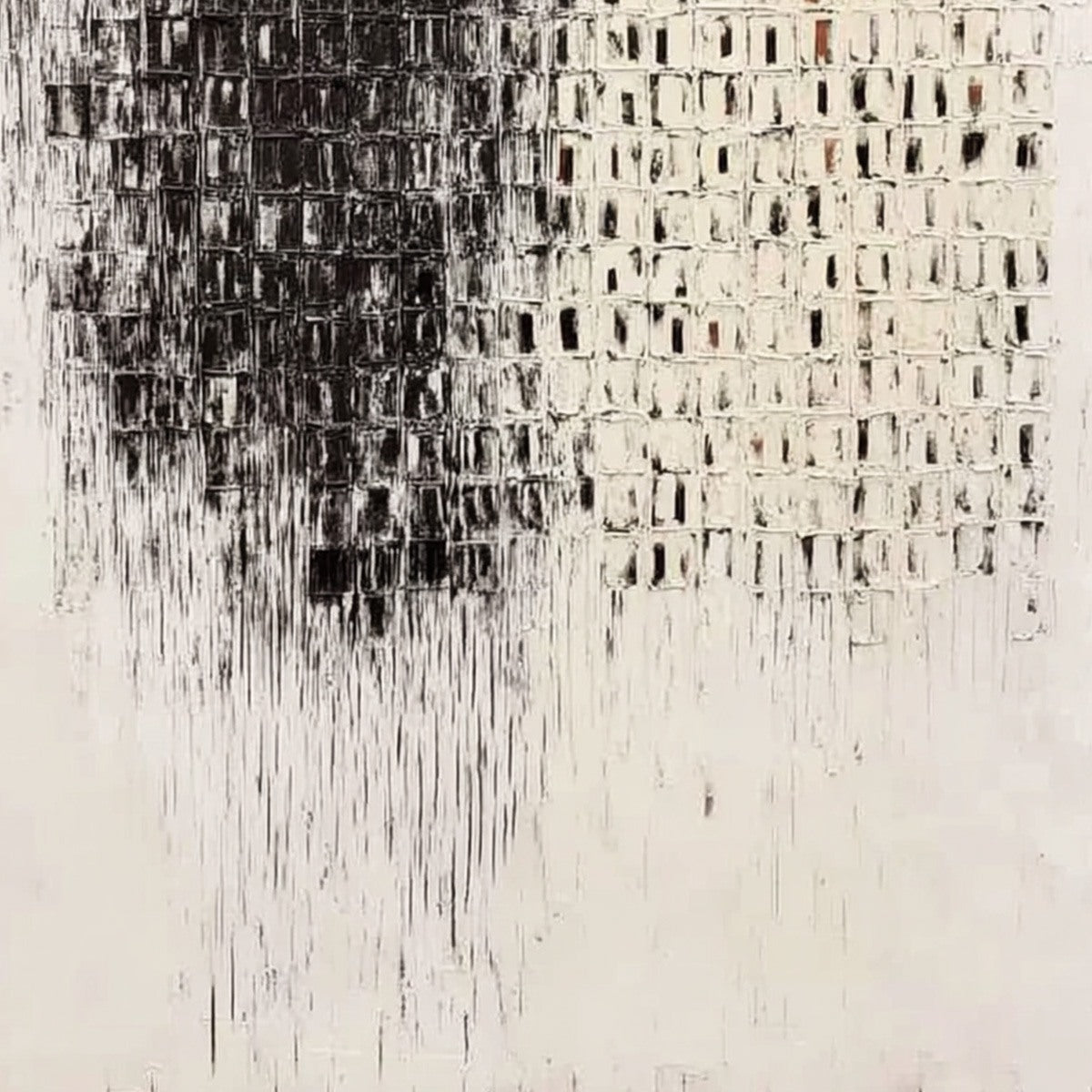FRAGMENT: Textured Minimalist Black and White Architectural Painting