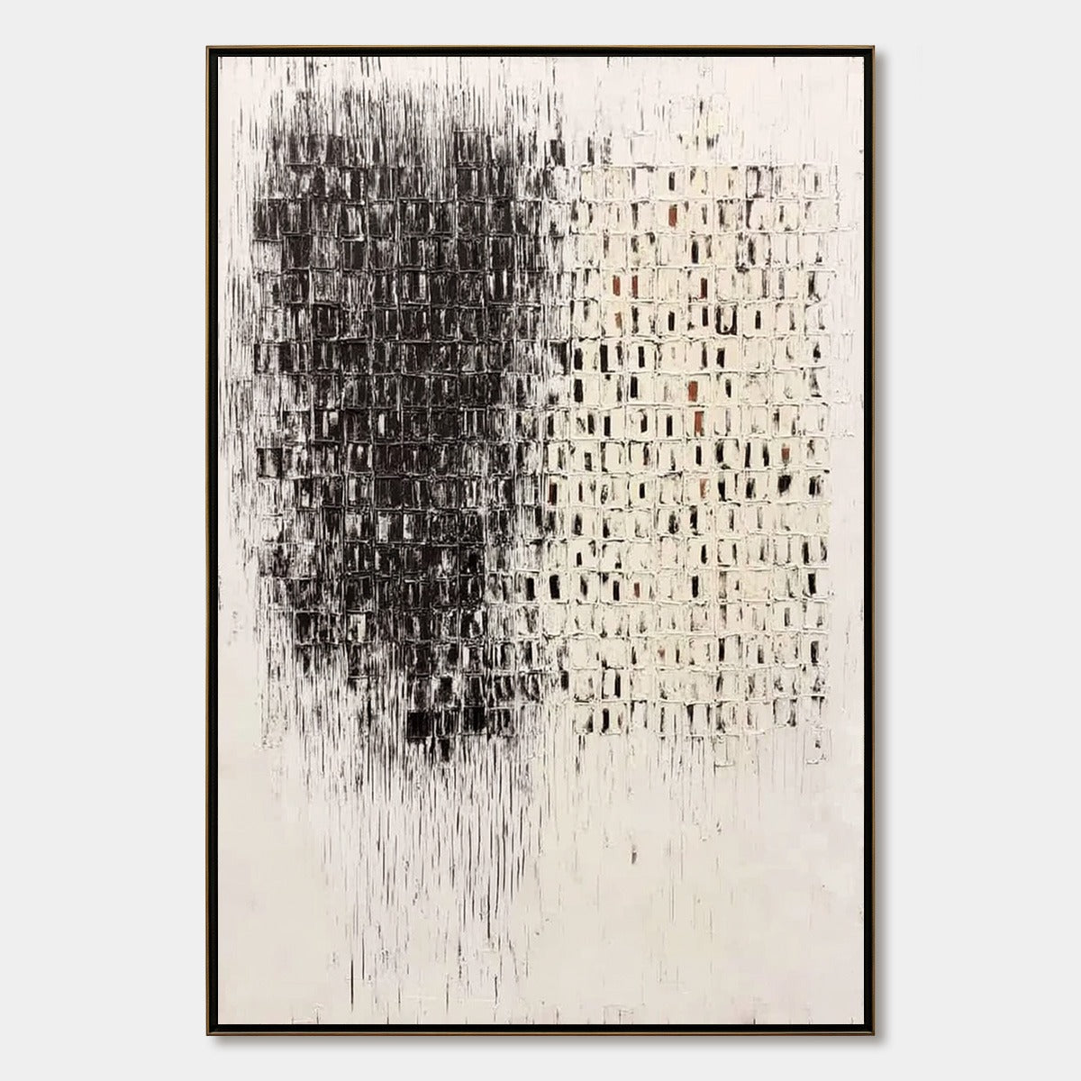 FRAGMENT: Textured Minimalist Black and White Architectural Painting