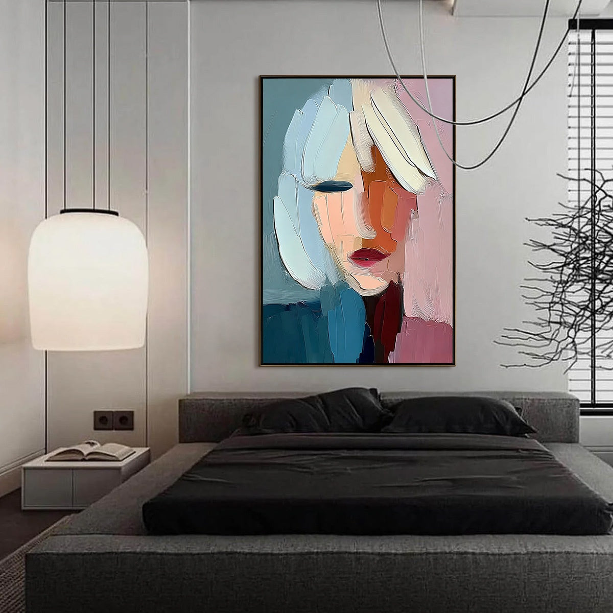 FRAGMENTED SERENITY: Colorful Abstract Portrait Impasto Oil Painting
