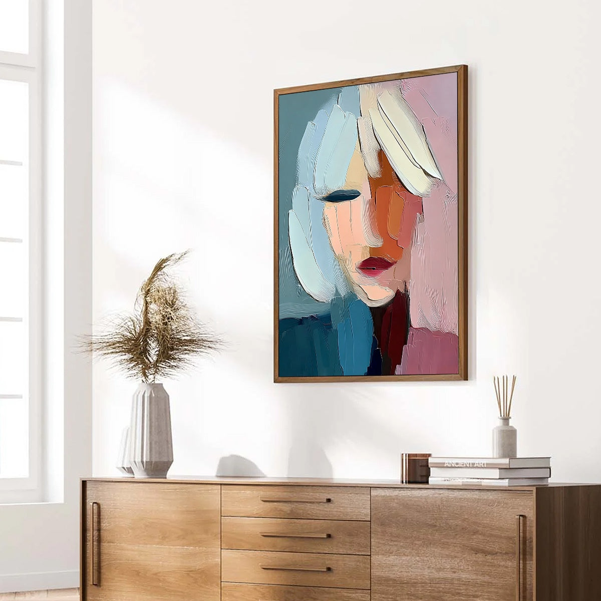 FRAGMENTED SERENITY: Colorful Abstract Portrait Impasto Oil Painting