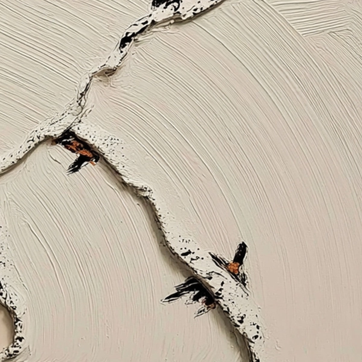 FRAGMENTS OF DAWN: Textured Wabi Sabi Painting of Perched Birds