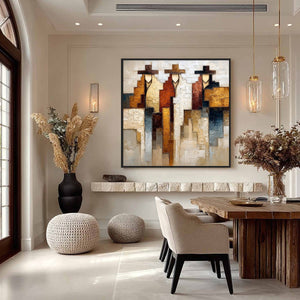 FRONTIER ECHOES: Large Textured Abstract Figurative Palette Knife Painting