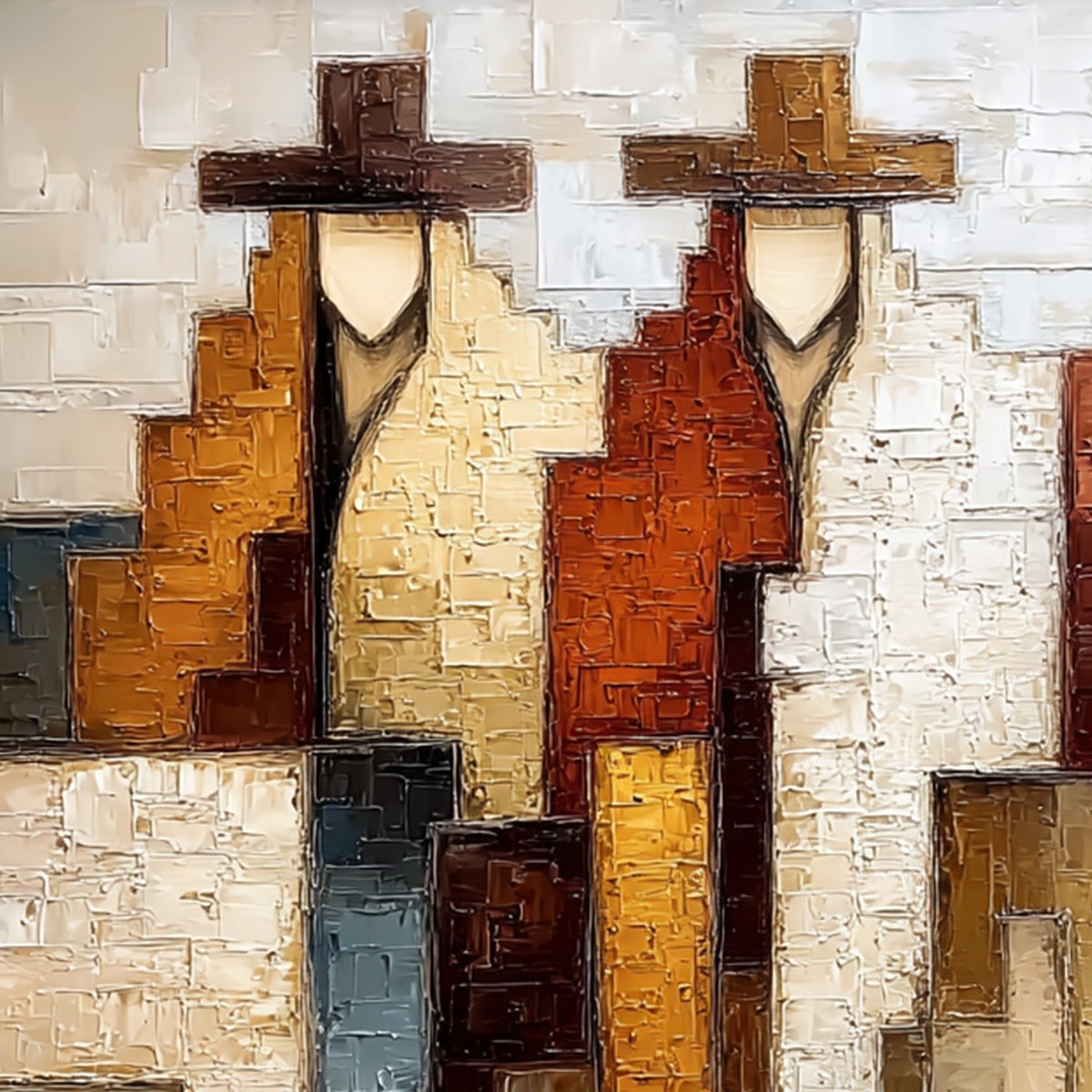 FRONTIER ECHOES: Large Textured Abstract Figurative Palette Knife Painting