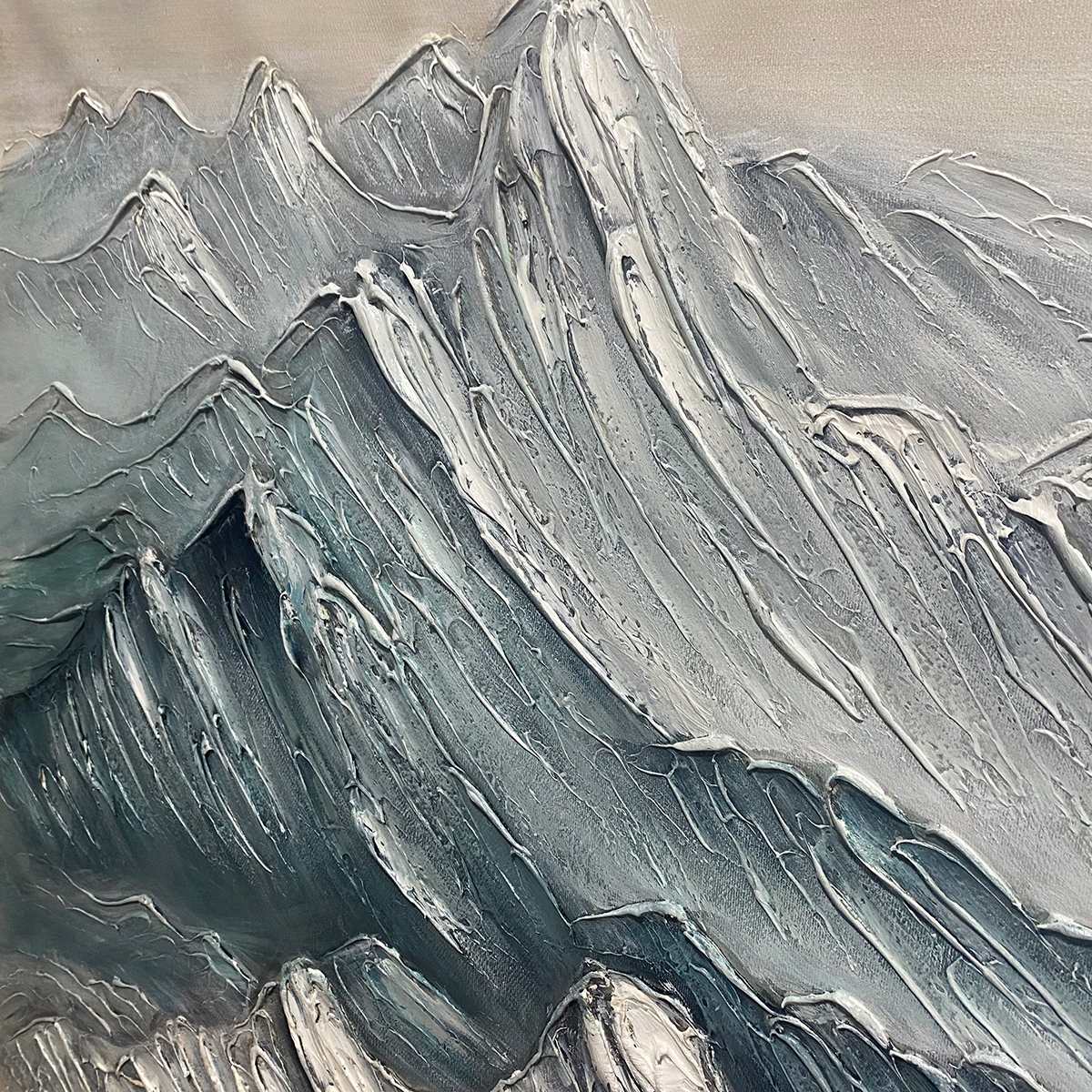 Ready to Ship ｜FROZEN PEAKS: Textured Minimalist Mountain Landscape