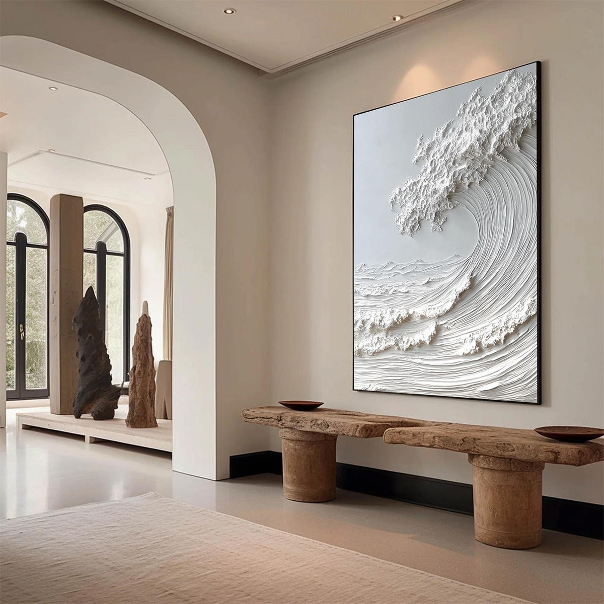 FROZEN MOMENTUM: Textured Impasto Seascape Oil Painting