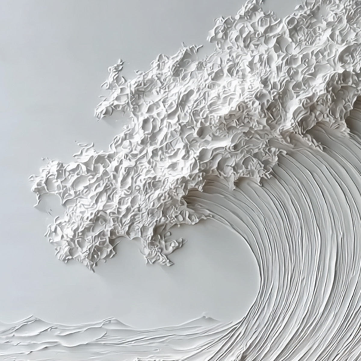 FROZEN MOMENTUM: Textured Impasto Seascape Oil Painting