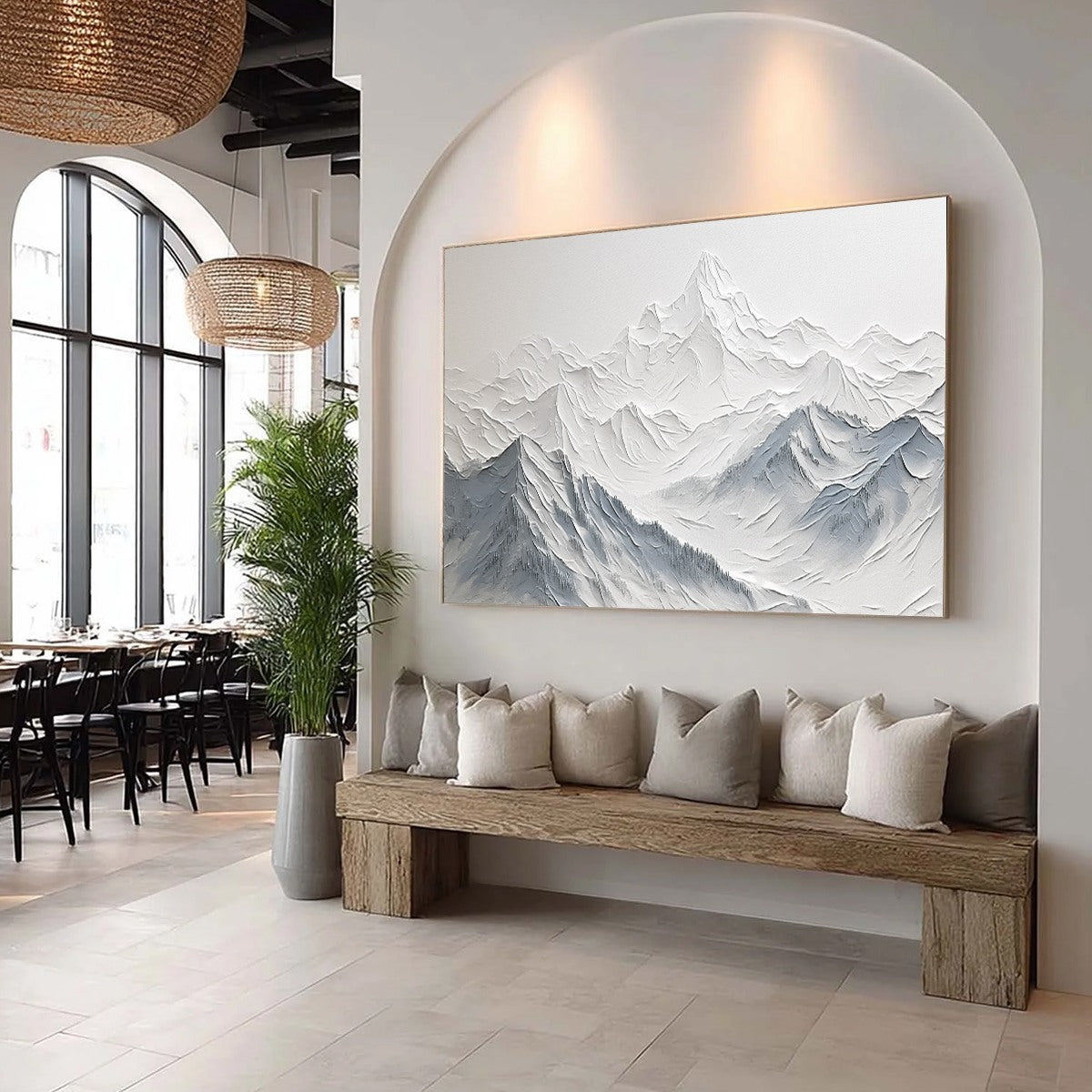 FROZEN PEAKS: Textured Minimalist Mountain Landscape