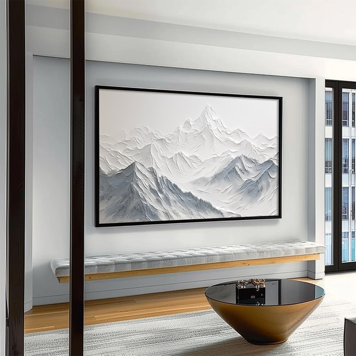 FROZEN PEAKS: Textured Minimalist Mountain Landscape