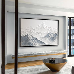 FROZEN PEAKS: Textured Minimalist Mountain Landscape