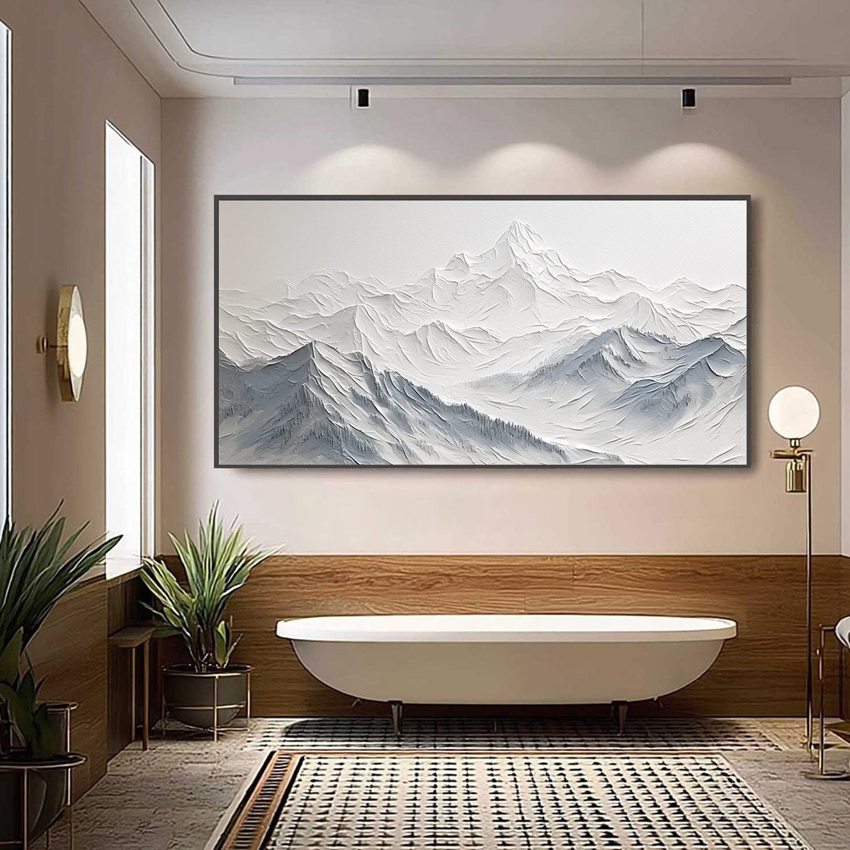 FROZEN PEAKS: Textured Minimalist Mountain Landscape