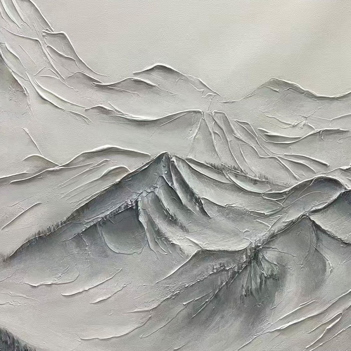 FROZEN PEAKS: Textured Minimalist Mountain Landscape