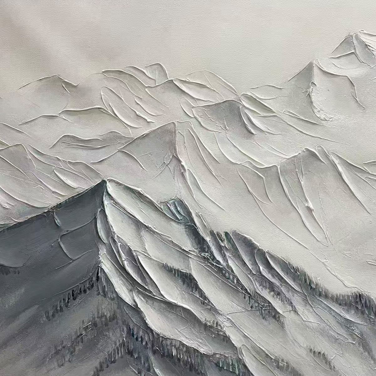 FROZEN PEAKS: Textured Minimalist Mountain Landscape