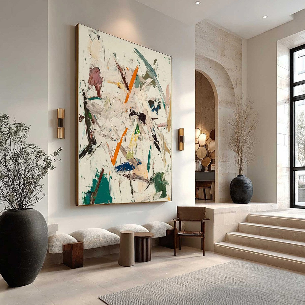 FROZEN RUSH: Textured Abstract Impasto Oil Painting