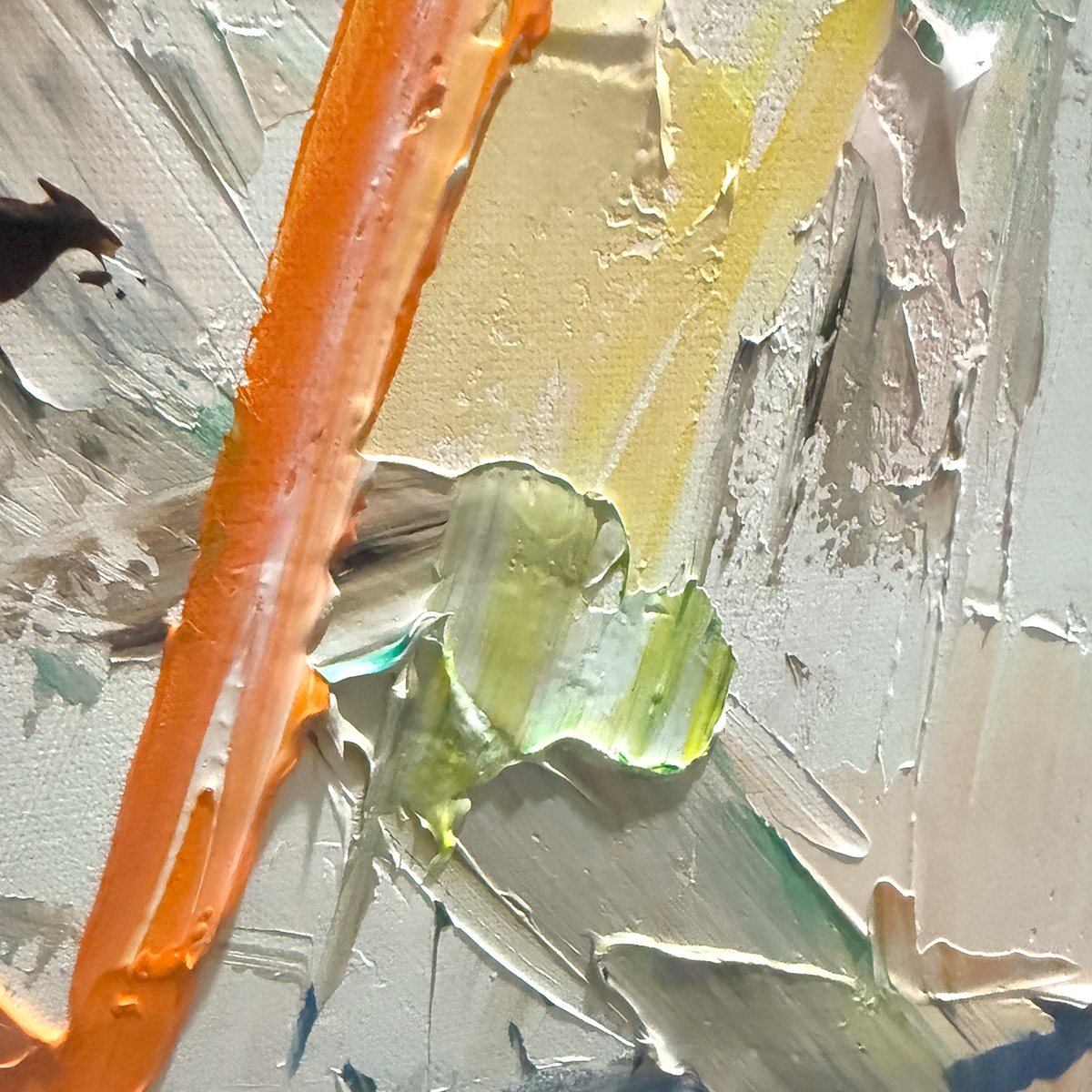 FROZEN RUSH: Textured Abstract Impasto Oil Painting