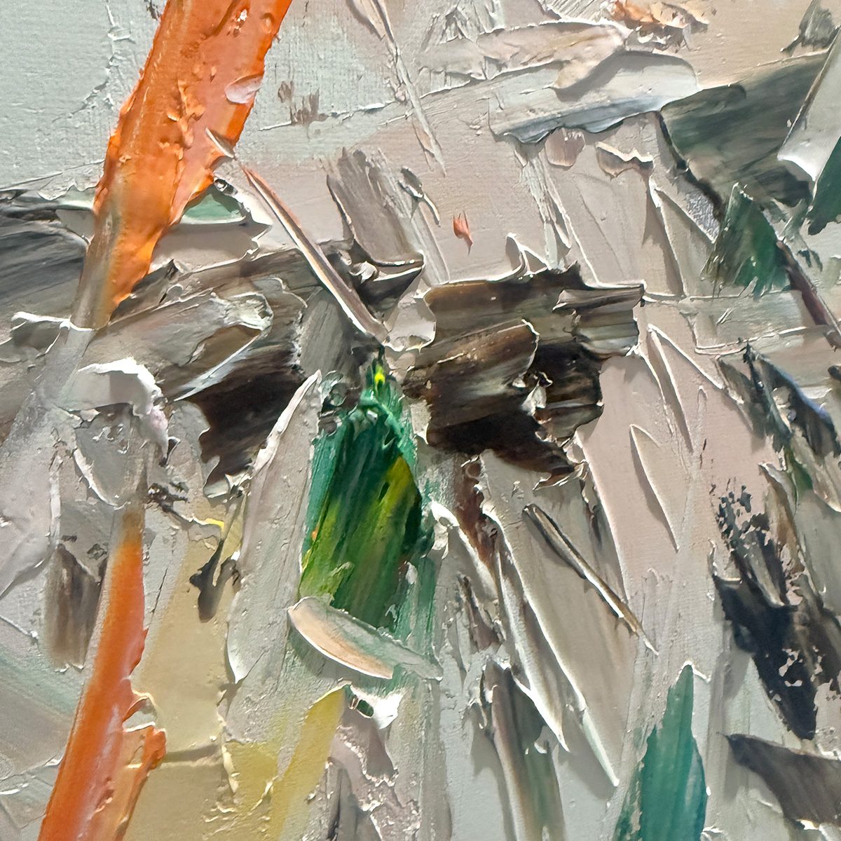 FROZEN RUSH: Textured Abstract Impasto Oil Painting