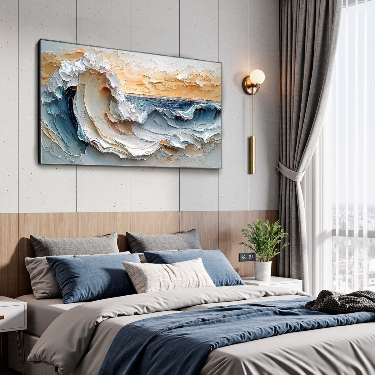 FROZEN TIDE: Textured Abstract Blue and White Oil Painting