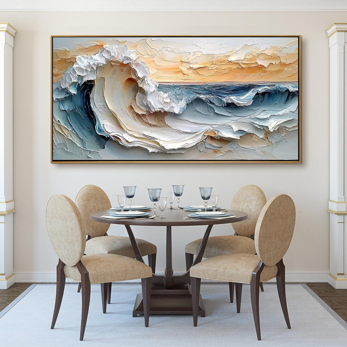 Frozen Tide: Original Abstract Blue and White Oil Painting - Textured Wall Art Decor