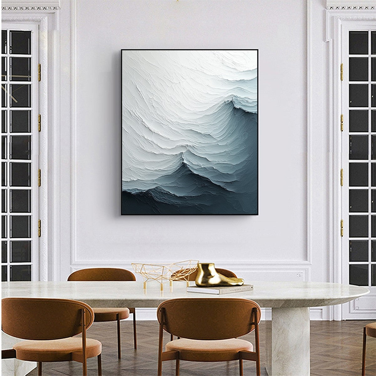 FROZEN TIDE: Textured Monochromatic Oil Painting