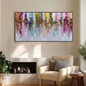 Floral Cascade Heavy Texture Abstract Floral Oil Painting Wall Art