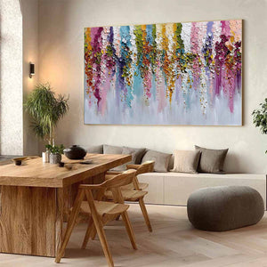 Floral Cascade Heavy Texture Abstract Floral Oil Painting Wall Art