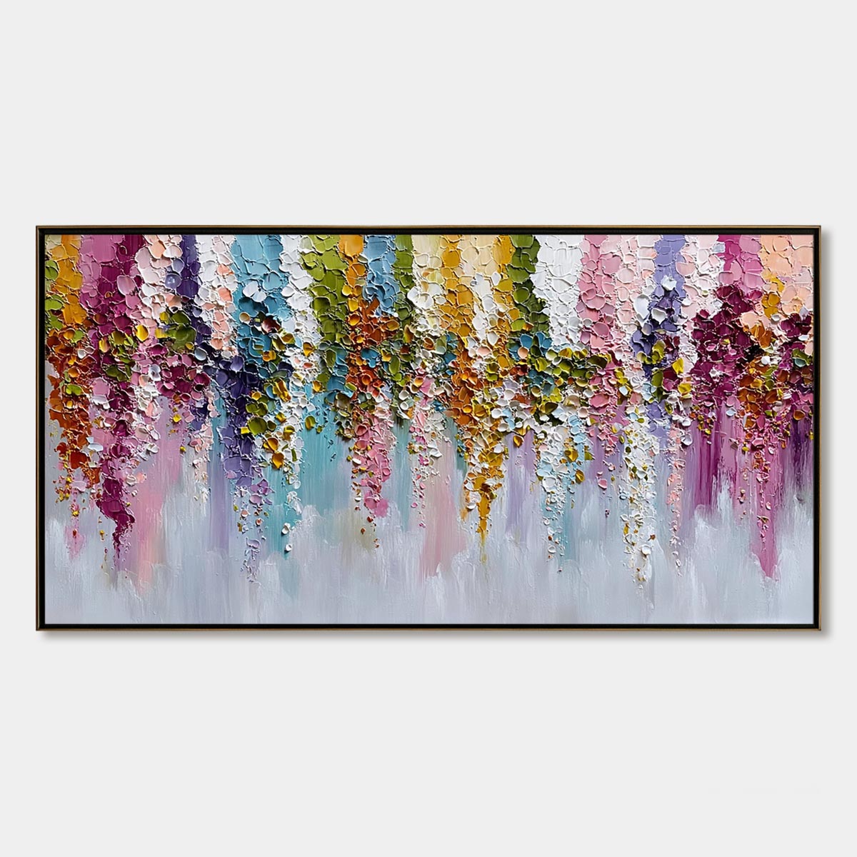 Floral Cascade Heavy Texture Abstract Floral Oil Painting Wall Art