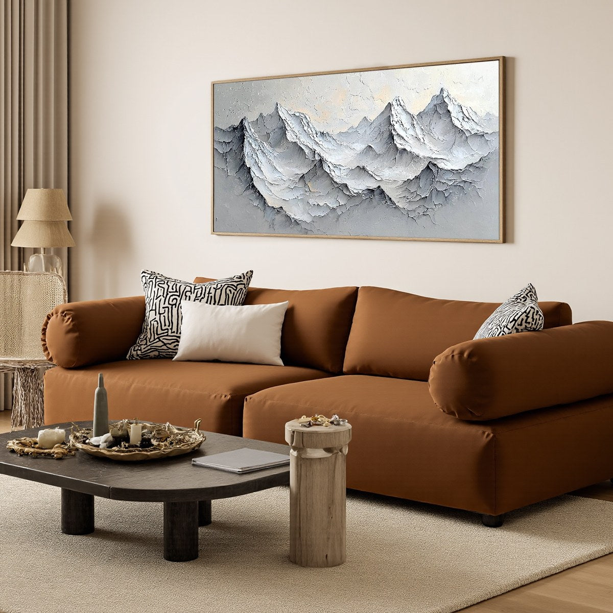 Frozen Peaks: Original Impasto Mountain Landscape Oil Painting - Textured Wall Art Decor