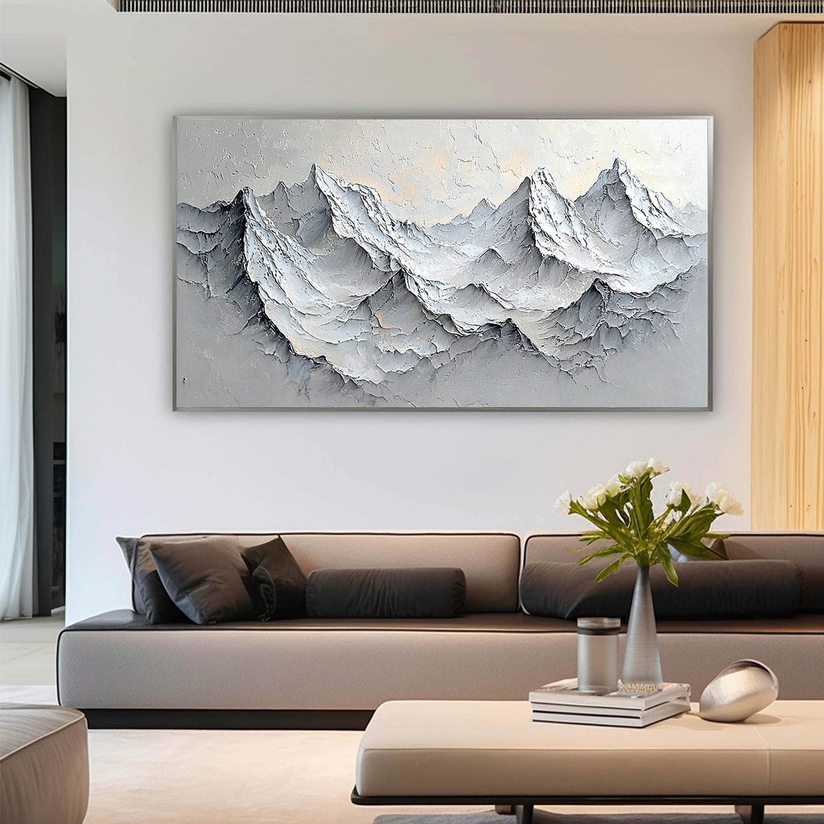 Frozen Peaks: Original Impasto Mountain Landscape Oil Painting - Textured Wall Art Decor