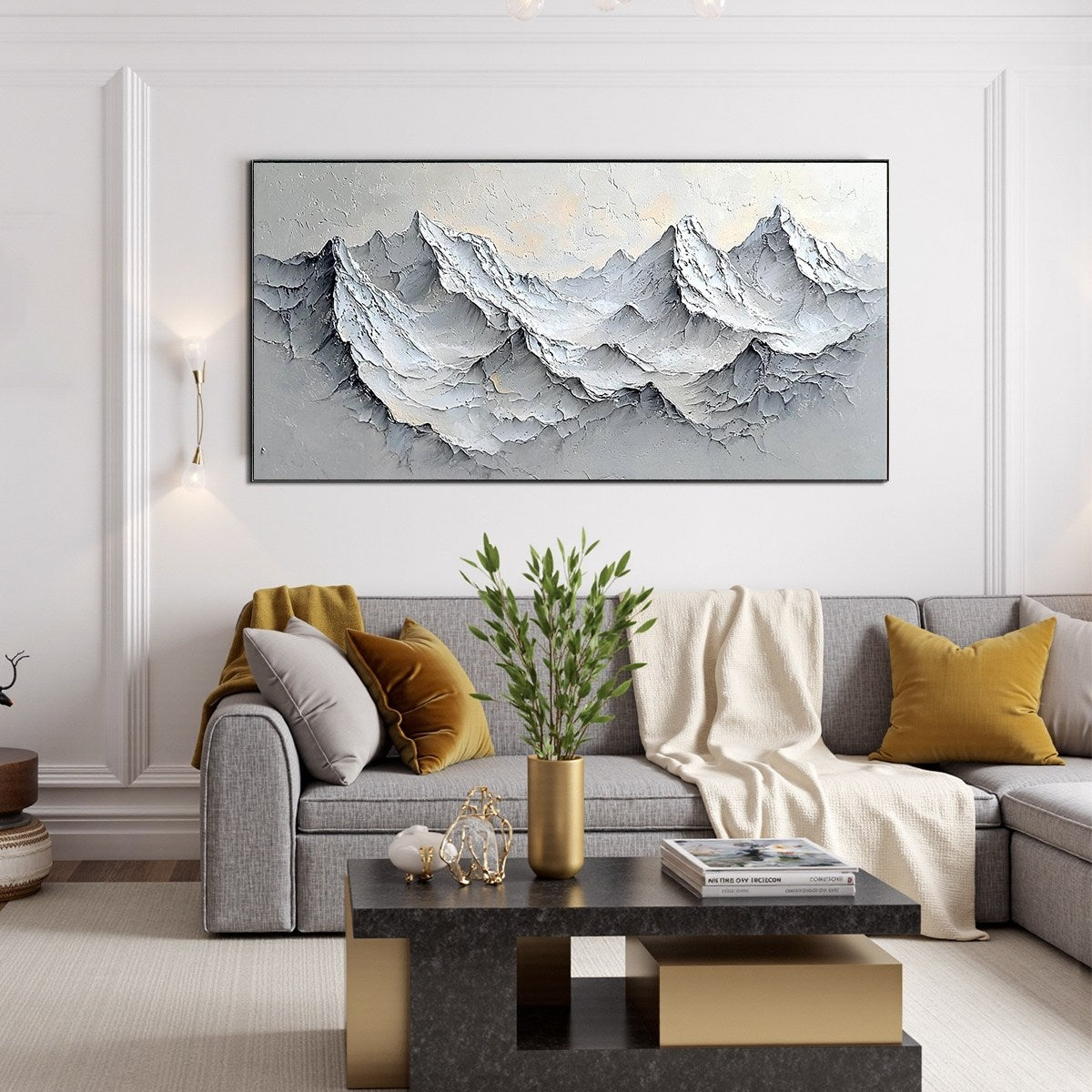 FROZEN PEAKS: Textured Impasto Mountain Landscape Oil Painting