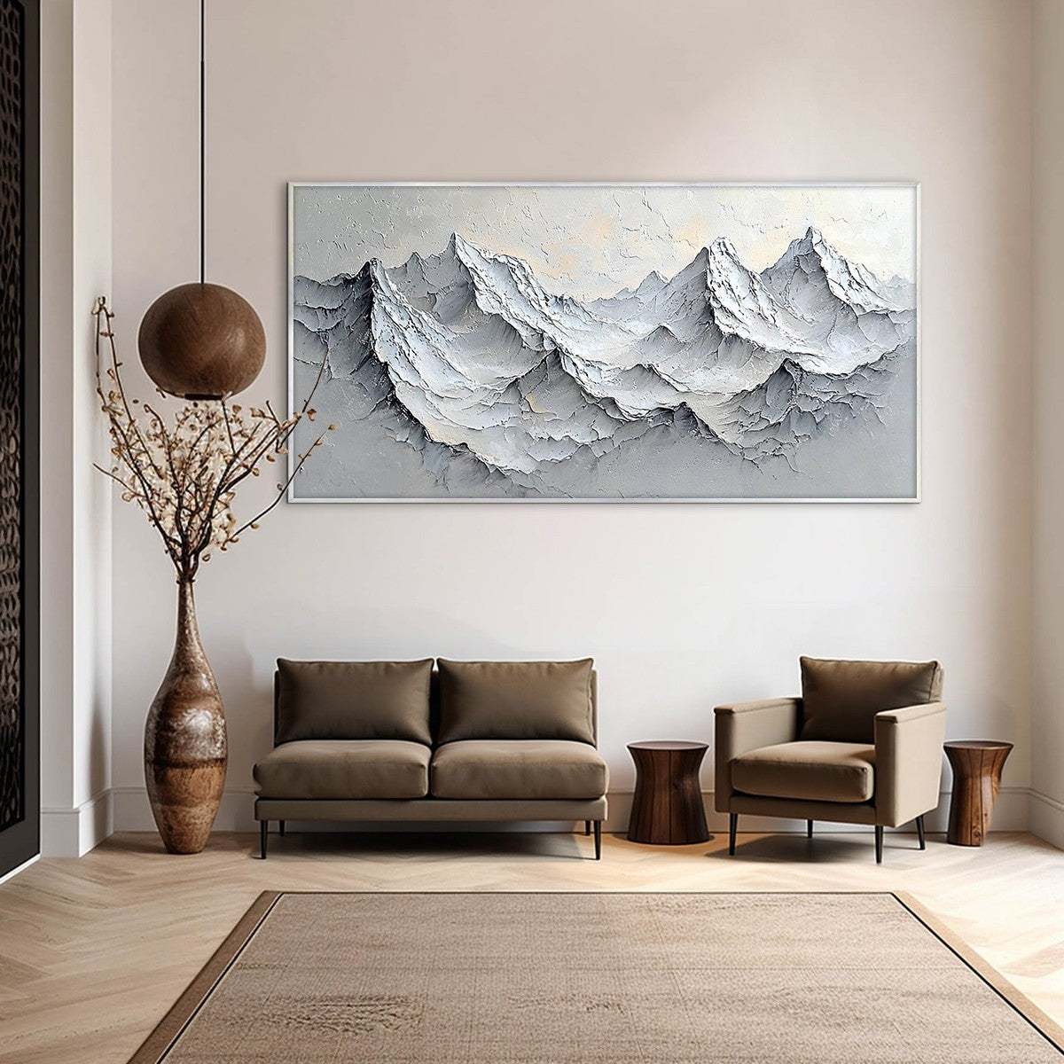 FROZEN PEAKS: Textured Impasto Mountain Landscape Oil Painting