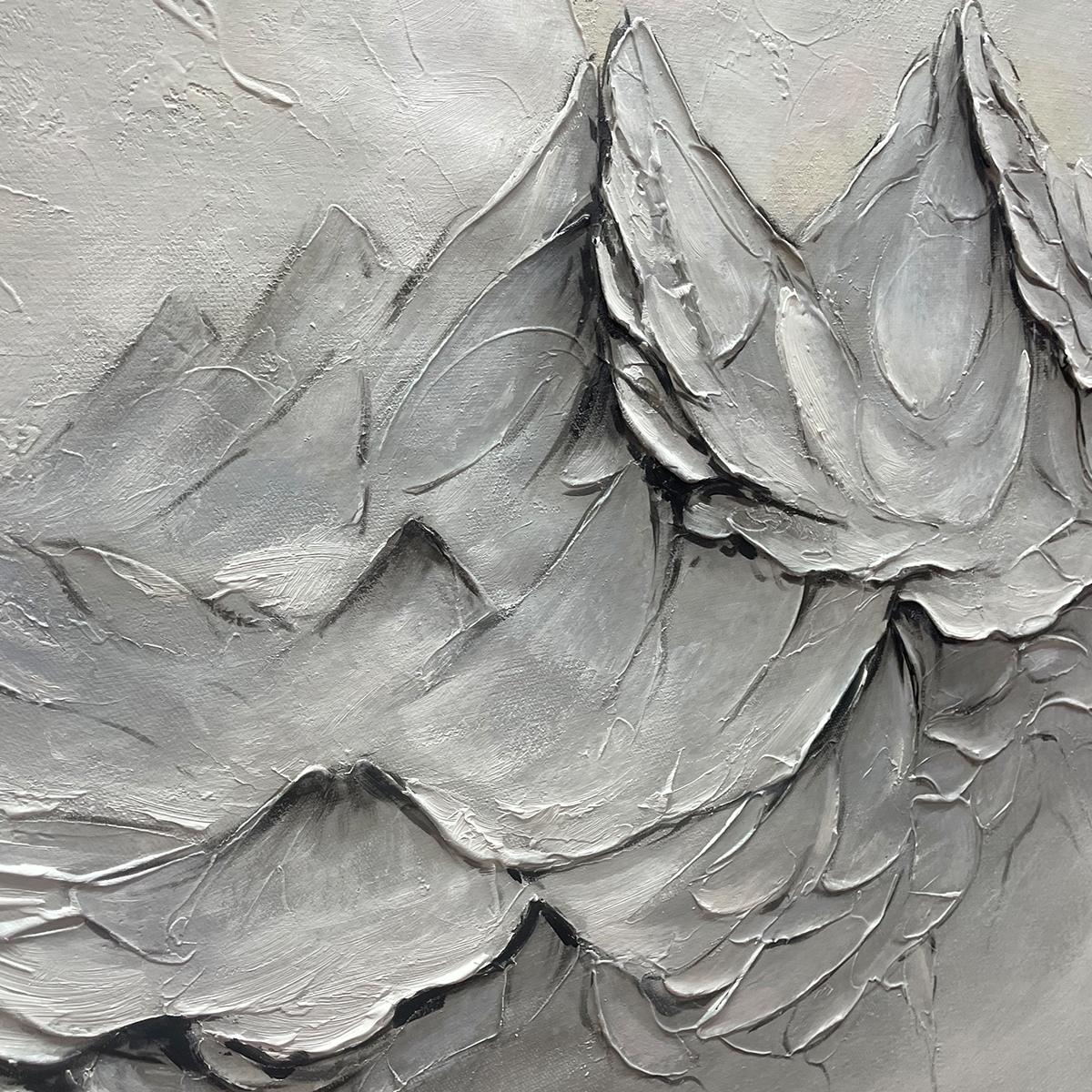 FROZEN PEAKS: Textured Impasto Mountain Landscape Oil Painting