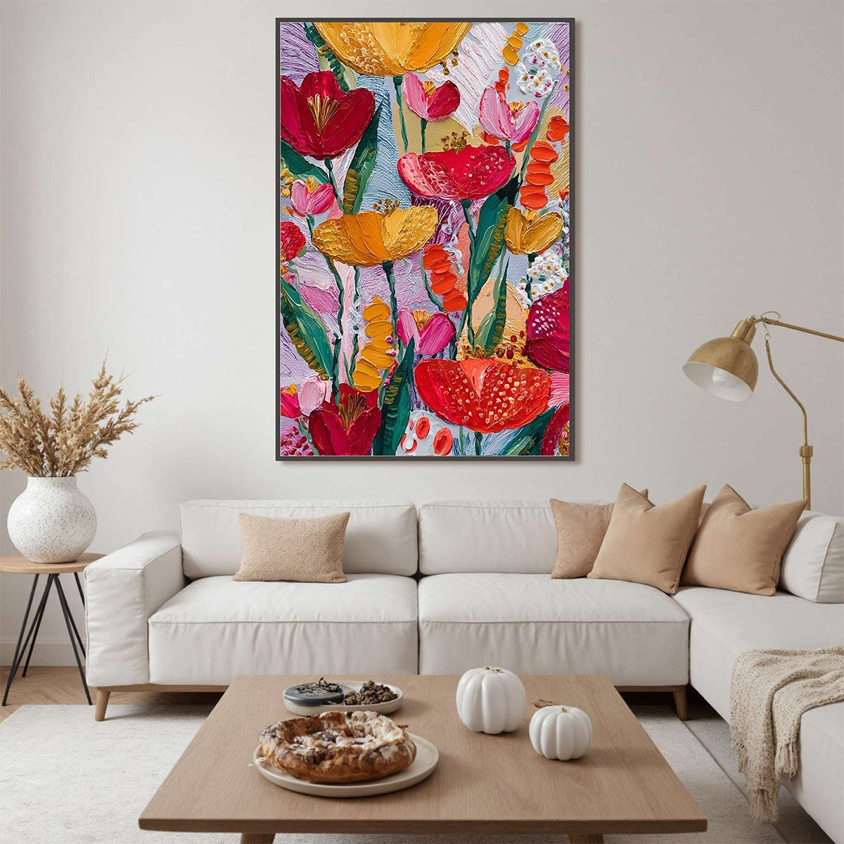 GARDEN MELODY: Textured Impasto Floral Oil Painting