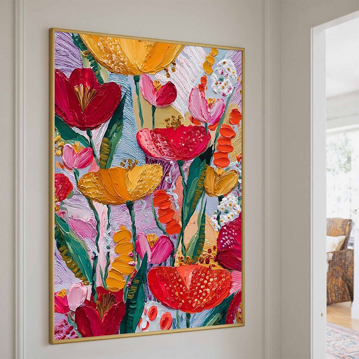 GARDEN MELODY: Textured Impasto Floral Oil Painting