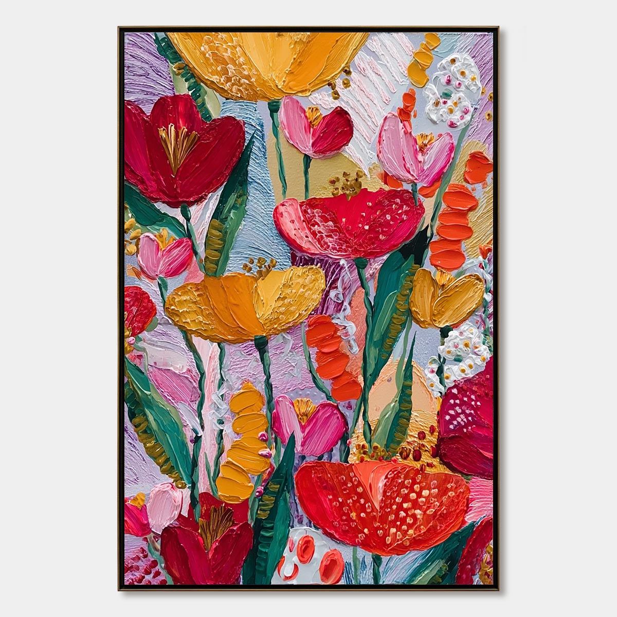 GARDEN MELODY: Textured Impasto Floral Oil Painting